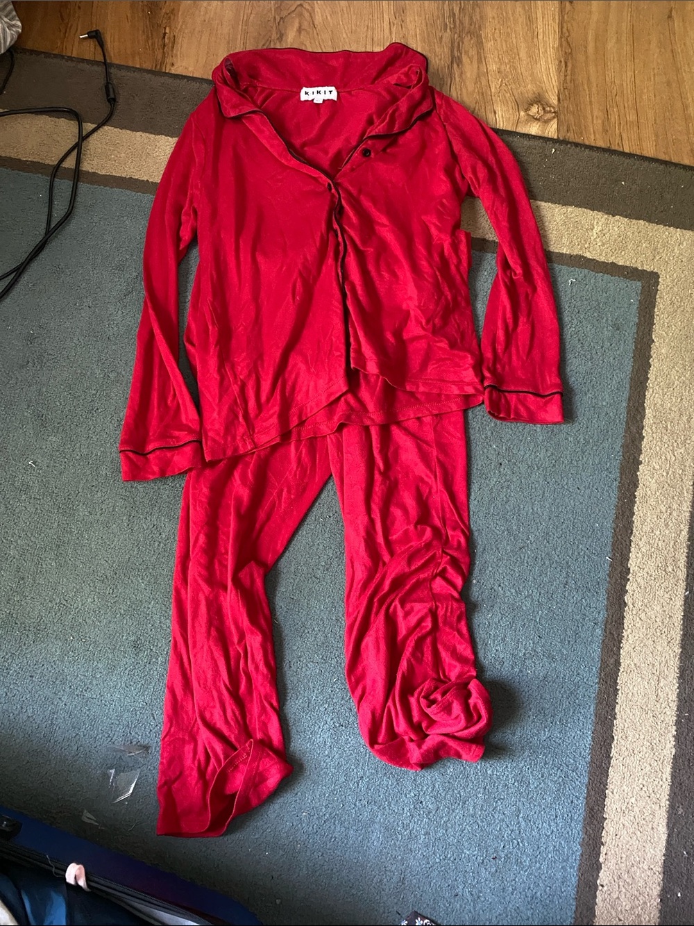 Women's Red Long-Sleeve Pajama/ loungewear Set by Kikit.